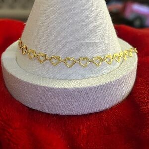 Gold Heart Link anklet or Bracelet‎ 10 inch